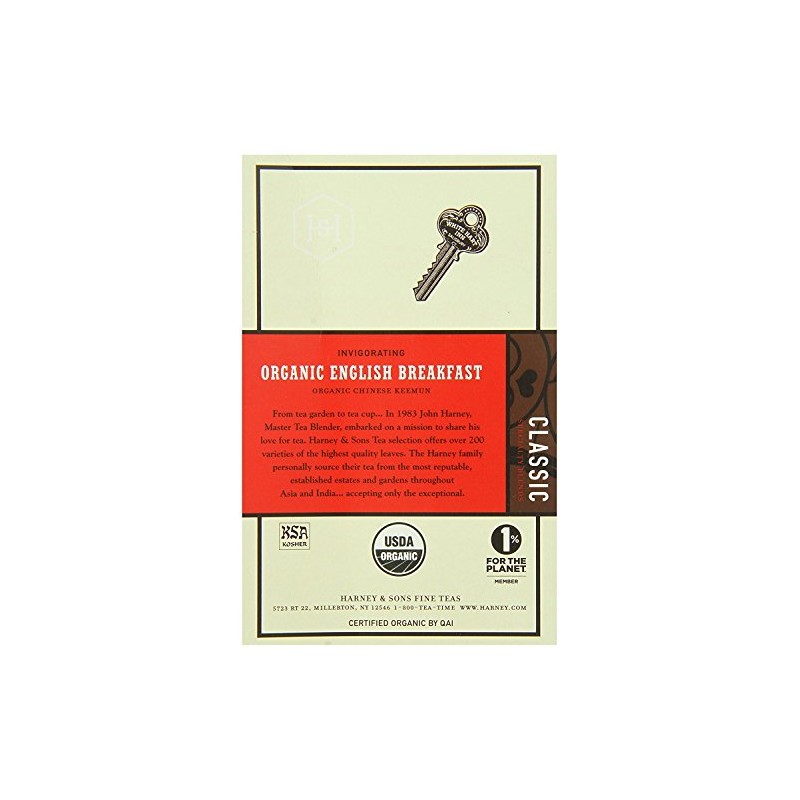 Harney & Sons Organic English Breakfast | 20 Wrapped Sachets,