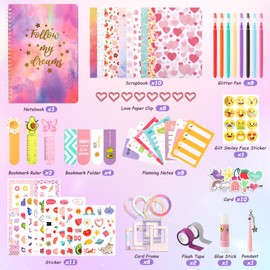 DIY Journal Kit for Girls, 7 8 9 10 Year Old Girl Birthday Gifts, Ideal Crafts Gifts for Tween and Teen Girls 7-14, 74PCS Journaling Art Kit Toy, Creativity Scrapbook Diary Supplies & Stationery Set