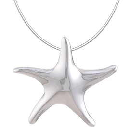 Vinani Damen Kette mit Anhänger - großer Seestern glänzend - Schlangenkette 50 cm aus Italien - 925 Sterling Silber - ASNN-S50