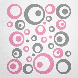 WANDfee® Wall Tattoo, Circles, Dots, 50 Stickers, Colour Choice For Children's Bedroom, Living Room, Hallway, Bathroom, Kitchen, Tile Stickers, grey