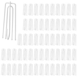 Waziaqoc 60PCS Pinch Pleat Curtain Hooks, Stainless Steel Curtain Pleat Hook Clips 4 Prongs Pinch Pleat Tape Hooks Traverse Pleater 4 End Hooks for Curtains Draperies, White