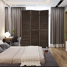 Room Dividers 3 Panel Partition Room Dividers 4.3 Ft Tall Privacy Wall Foldable Room Divider Privacy Screen Wood Screen Room Separator for Home Office Bedroom Restaurant , Brown