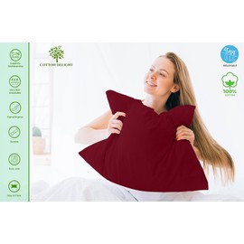 Cotton Delight King Pillow Cases Set of 2 Burgundy 100% Natural Cotton 800 Thread Count Pillowcases Premium Burgundy Cotton Pillowcases, King Pillowcase Pillow Covers, 20 x 40 inch