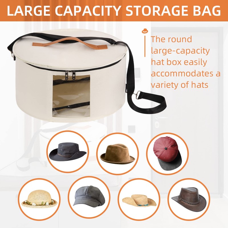 Ohiyoo Hat Box Hat Storage Box 16'' x 8'' Travel