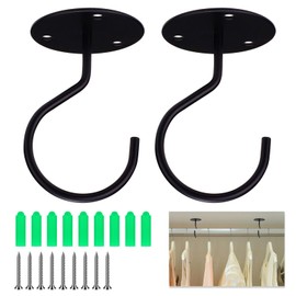 Modixun Closet Rod Bracket, 3.8cm Heavy Duty Metal Closet Rod Holders Closet Rod Center Support with Screws for Wardrobe Shelf Closet Pole, Ceiling Curtain Rod, 2 Pack