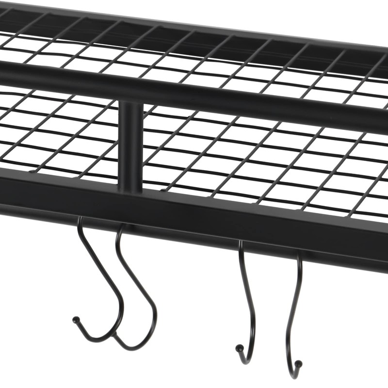 CeRaBuRET 24 Inch Black Wall Mounted Pot Rack with 2