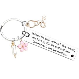 Tecreo Motivational Gift for Nurse, Encouragement Keyring Gift for Doctor, Inspirational Gift, Birthday Gift for Doctor, Nurse, Girlfriend, silver, M