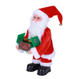 Electric Musical Santa Claus Figure Singing and Dancing Standing Ornament Novelty Christmas Decoration for Home Fireplace Table Xmas Party