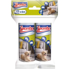 Spontex Ersatzrollen für Fusselrolle, ideal zum Entfernen von Tierhaaren, Fusseln und Staub von Textilien, je 36 Blatt, 2 Stück