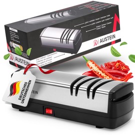AUSTEIN® Diamant Messerschärfer elektrisch X5 - Der 3 Phasen Messerschleifer und Scherenschleifer mit magnetischem Spänekollektor