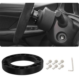 Mearo Steering Wheel Adapter Plate, Steering Wheel Adapter, Aluminum Alloy 12.5mm 1/2" Steering Wheel Hub Spacer Car Accessories Compatible with Momo Nardi OMP Sparco and Most Cars (Black)