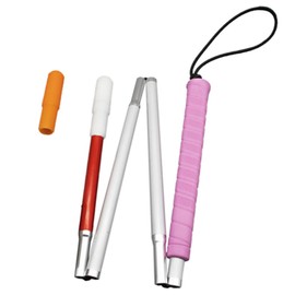 100 cm Blind Long Stick White Folding Long Stick with Rubber Handle 4 Pieces with 2 Plastic Tips