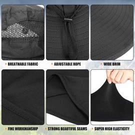 Chicingyou 8 Pcs UV Protection Set 2 Wide Brim Bucket Sun Hat 2 Balaclava Face Breathable Mask 4 Pairs Cooling Compression Arm Sleeves for Men Women Fishing Hiking Camping (Black)
