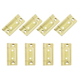 TOP-VIGOR 8Pcs Door Hinges Non-Mortise, 2 Inch No Noise Bifold Butt Cabinet Hinges for Cabinet Furniture Window Wardrobe, Gold