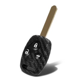 WORCAS Key Fob Case Carbon Fiber Pattern Silicone Cover Compatible with Honda Accord Civic CR-V CR-Z CROSSTOUR FIT Insight Odyssey Pilot Ridgeline 3 4 Button Keyless Entry Remote