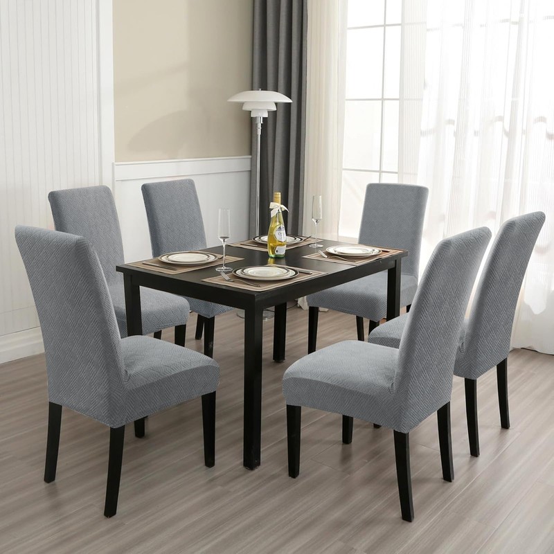 Chair Covers for Dining Chairs,Kitchen Chairs Cover Set of 6,Light