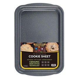 casaWare 17.5 x 12 x 1-Inch Cookie Sheet with 1.5-Inch Handles, Ultimate Series Commercial Weight, Ceramic Non-Stick Coating (Silver Granite)