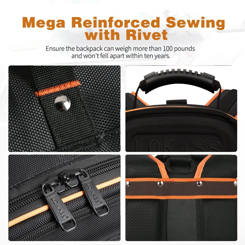 Backpack Tool Bag Heavy Duty, Electrician Tool Backpacks for Men