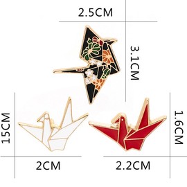 SHIDXIB 6Pcs Exquisite Enamel Alloy Brooch Set Delicate Paper Crane Design with Origami Animal Pattern Versatile Badge for Brooch Pin Clothing Accessories