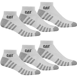 Cat Caterpillar 6 Pairs Work Light Trainers Socks Sizes 39-50 Thin Ankle High Reinforced Socks, 6 pairs of white, 39 - 42