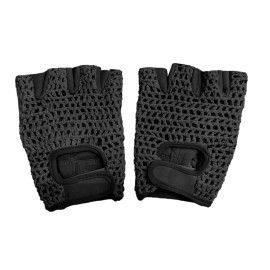 "Handmade" Leather Crochet Cycling / Bicycle Gloves - Vintage    Black - M