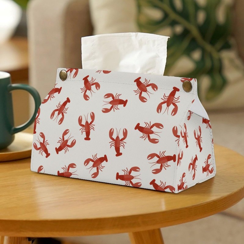 Leather Tissue Box, Rectangle Cover Case with Handle for Office