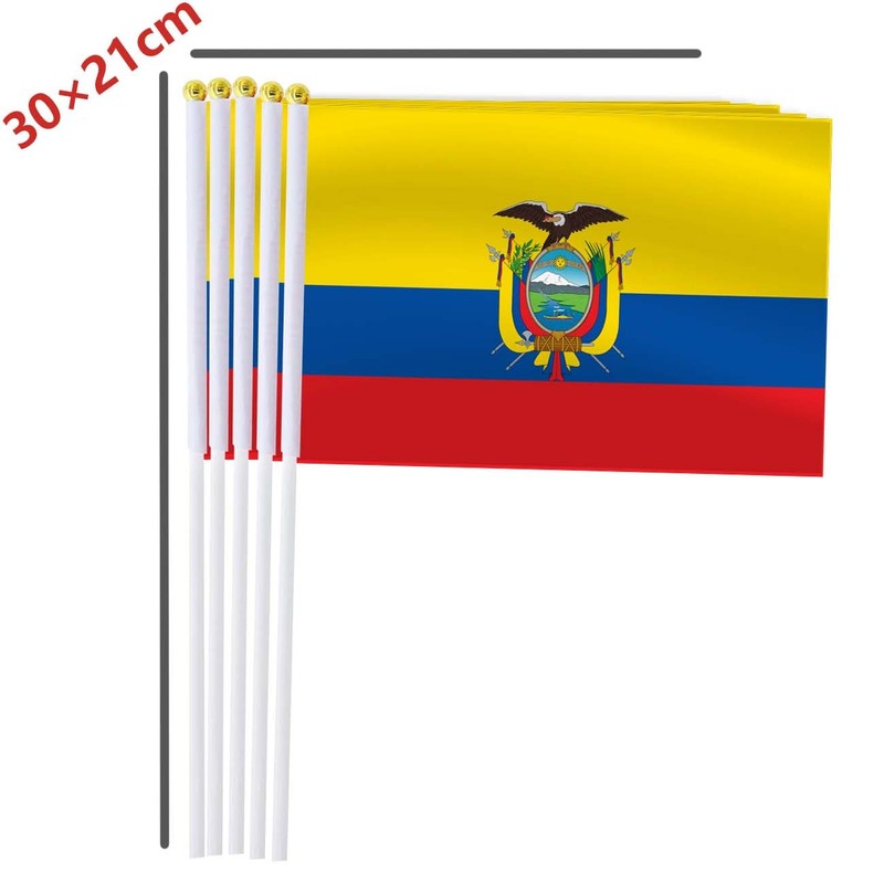 25 Pack Ecuador Handheld Small Flag,Mini Ecuadorians Hand Held Miniature