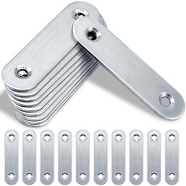 Gorffy Flat Brackets for Wood - 20Pcs 60 × 15.5 × 1.75mm Mending Plates, Stainless Steel Sleeper Connectors, Metal Joining Plates for Fixing