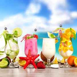 Cocktail Sticks Swizzle Picks, 200PCS Bamboo Cocktail Picks toothpicick with Pearl for Sandwich, Cocktail, Appetizer, Fruits, 12cm/4.7 inches(Silver)