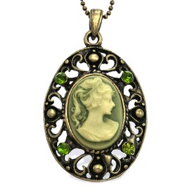 Soulbreezecollection Green Cameo Pendant Necklace Charm for Women
