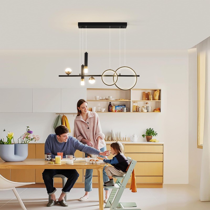 Siittoo Modern Chandeliers for Dining Room, Dimmable Led Linear Pendant