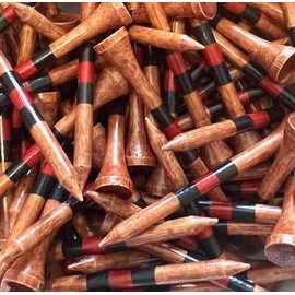 (2.75") Premium Bamboo Golf Tees Dark Stain w/Colored Stripes