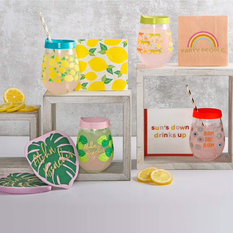 X&O Paper Goods Red ''Sun's Down Drinks Up'' Paper Cocktail