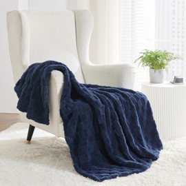 Bedsure Navy Blue Throw Blanket for Couch - Super Soft Cozy Blankets for Women, Cute Small Fleece Blanket for Girls, 50x60 Inches