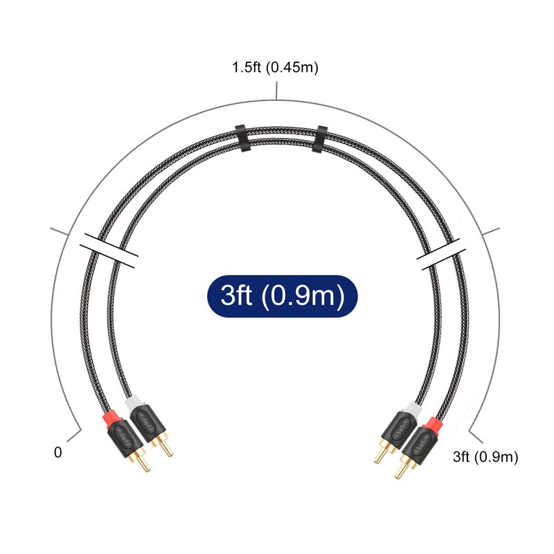 J&D 2 RCA Cables, RCA Cable Gold Plated Audiowave Series