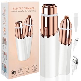 Eyebrow-Facial Hair Remover Women: Portable 2 in 1 Electric Shaver and Facial Trimmer - Rechargeable Eyebrow Lips Body Facial Razor Comfort - Specification: White