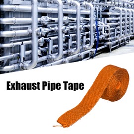 ANKROYU 196.9 x 2.0 x 0.1 in Exhaust Heat Wrap, Abrasion Resistant Alloy Steel Exhaust Header Wrap, Exhaust Header Tape for Automobiles Exhaust Pipes (Orange)