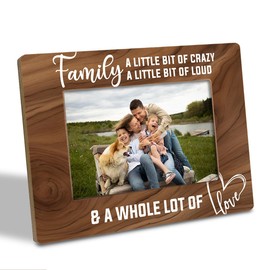 Family Photo Frame for Home Decor, A Little Bit of Crazy A Little Bit of Loud & A Whole Lot of Love Photo Frame, Holds 4 x 6 Inch Photo, Farmhouse Wooden Picture Frame Gift, Family Room Decor