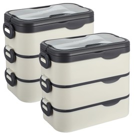 Limbeuuu 2PCS Adult Lunch Box, Stackable 3 Layers Large Capacity Lunch Containers, Microwave and Dishwasher Safe Food Grade Containers with Utensils and Dividers for Men, Women,