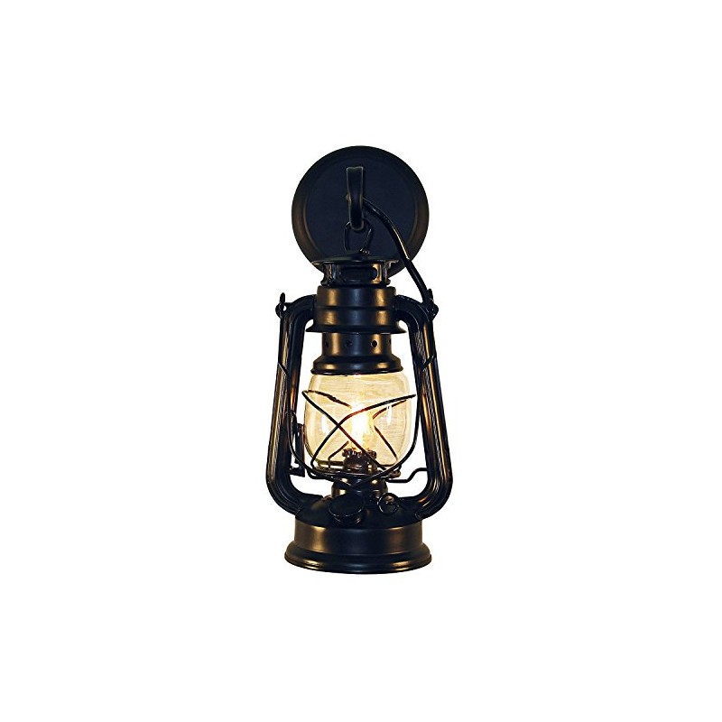 Black Rustic Wall Sconce Lantern, Farmhouse Wall Light Fixture for