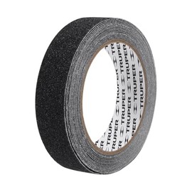 Truper CIA-15N, Rollo de 5 m de cinta antiderrapante negra 25mm con abrasivo