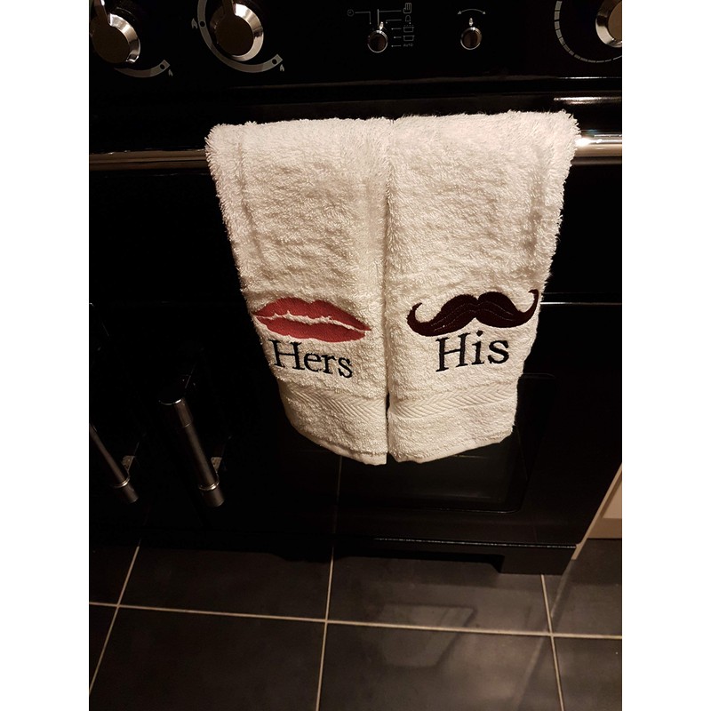 Lex's Linens Set of 2 Embroidered His & Hers Guest