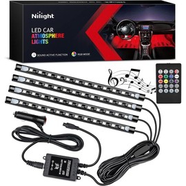 Nilight - TR-06 4PCS 48 LED Interior Lights DC 12V Multicolor Music Car Strip Light Under Dash Lighting Kit with Sound Active Function and Wireless Remote Control #springtok:_App usb interior lights