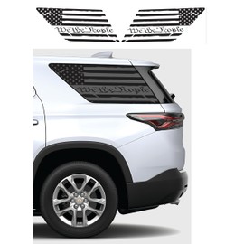 Compatible with Chevy Traverse 2018-2023 | Precut We The People American Flag Window Decals | Both Side | Proudly Made in The US | Matte Black (We The People US Flag Distressed)