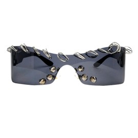 Dollger Y2K Punk Rock Sunglasses with Unique studded, Goth Steampunk Oversized Square Frame, Cool Festival Cosplay Eyewear for Women and Men