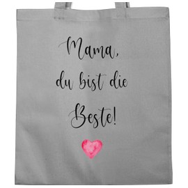 Shirtracer - Cotton Bag - Bags - Mama du bist die Beste - Mum Gift for Mum | Mother's Day Gifts for Mum Birthday Gift | Mum Gift Birthday, 1 Light Grey, Unit size