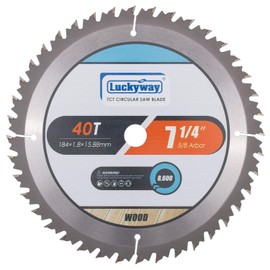 Luckyway 7-1/4 Inch 40T with 5/8 Inch Diamond Arbor TCT Circular Saw Blade for Cutting Wood