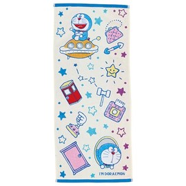 Marushin 2815058100 Doraemon Face Towel, Star and Secret Tool, Organic Cotton, Antibacterial and Odor Resistant
