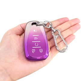 PIFOOG Key Fob Cover for Chevy 5 Button Purple Gradient TPU Car Keys Case Shell Keychain Accessories for Malibu Equinox Blazer Traverse Cruze Camaro Trax LT Trailblazer Spark Smart Keys Girly Women
