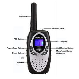 Retevis RT628 Kids Walkie Talkies, Long Range VOX for Children or Adult, Toy Gifts for Camping, Outdoor Adventures, Family Games (1 Pair,Silver)